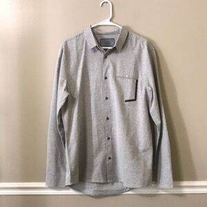 Quiksilver QTVRL Gray Button Up Long Sleeve Shirt